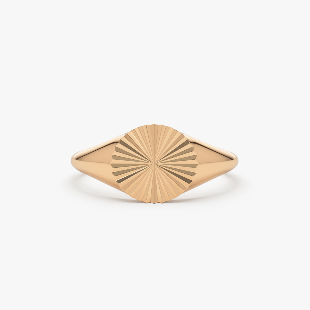 Anel solitário de ouro 18k feminino noivado Sinete Sun