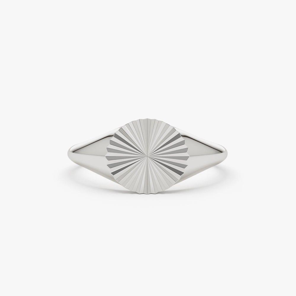 Anel solitário de ouro 18k feminino noivado Sinete Sun