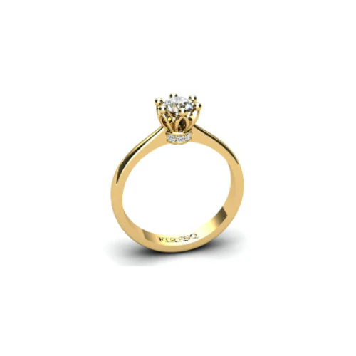Anel de Noivado Solitario Diamantes Brilhante Ouro Amarelo 18k Virtus