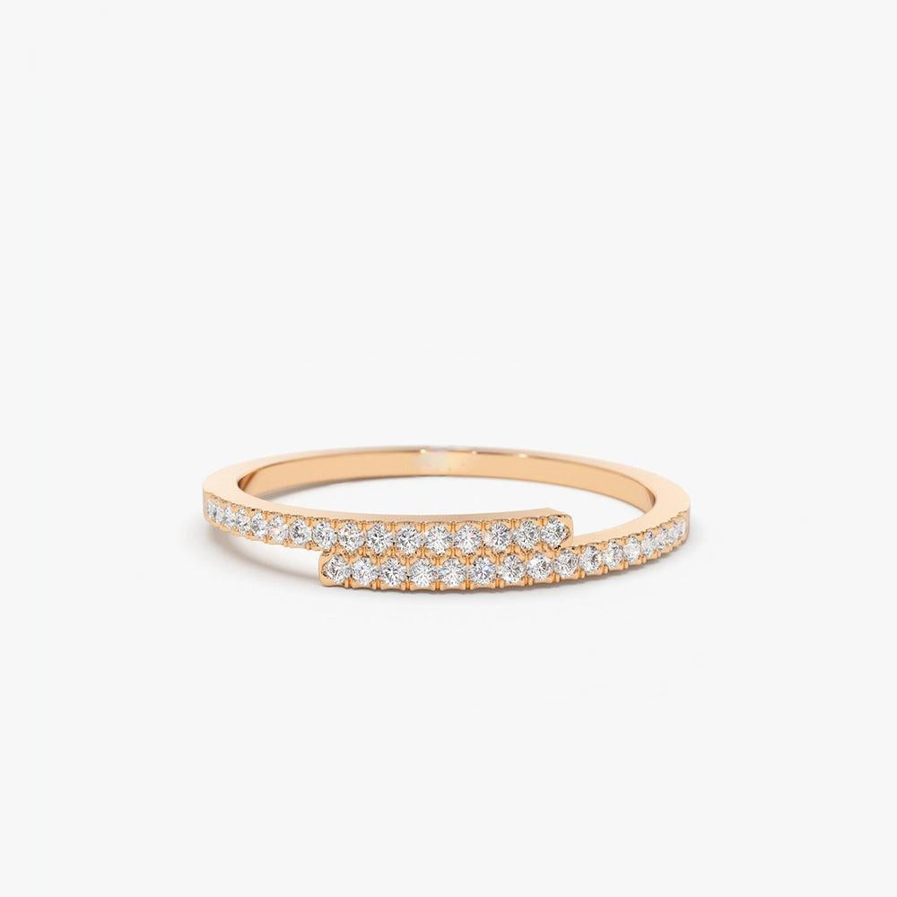 Anel solitário de ouro feminino noivado Diamante Aparador meia aliança