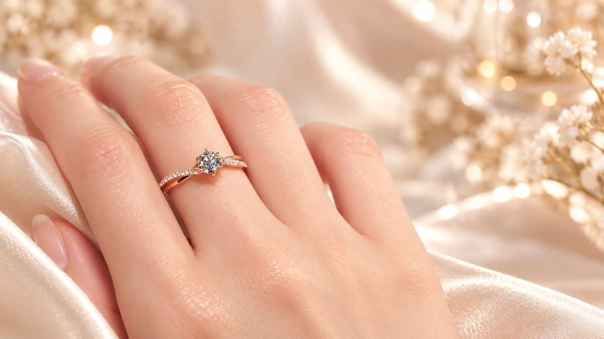 Anel de noivado Aurea Diamonds em ouro rosé e diamante natural