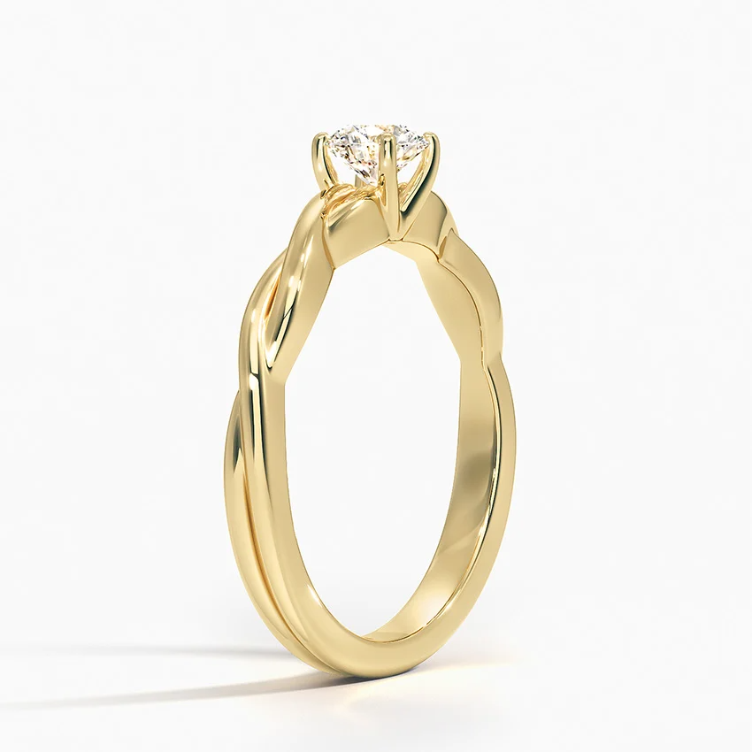 Anel de Noivado Solitario De Diamante Ouro 18k twist unique