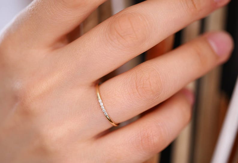 Anel solitário de ouro feminino noivado Diamante Aparador meia aliança