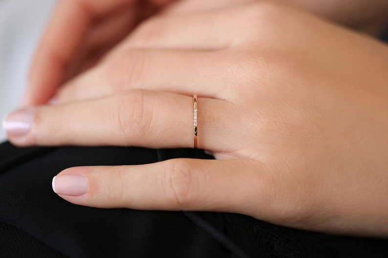 Anel solitário de ouro feminino noivado Diamante Aparador meia aliança