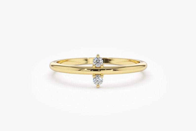 Anel solitário de ouro feminino noivado Duo Diamantes