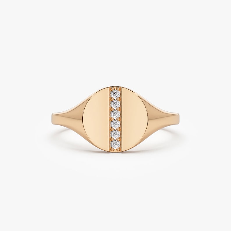 Anel solitário de ouro feminino noivado Diamante Sinete