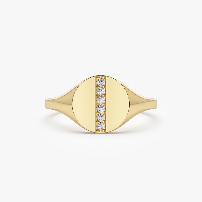 Anel solitário de ouro feminino noivado Diamante Sinete