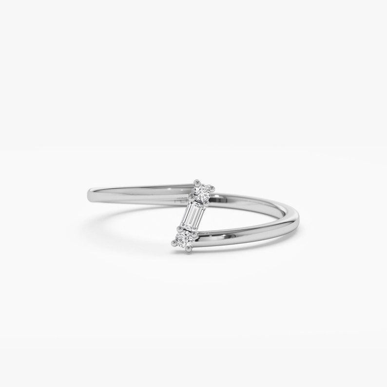 Anel solitário de ouro feminino noivado diamante duo baguete