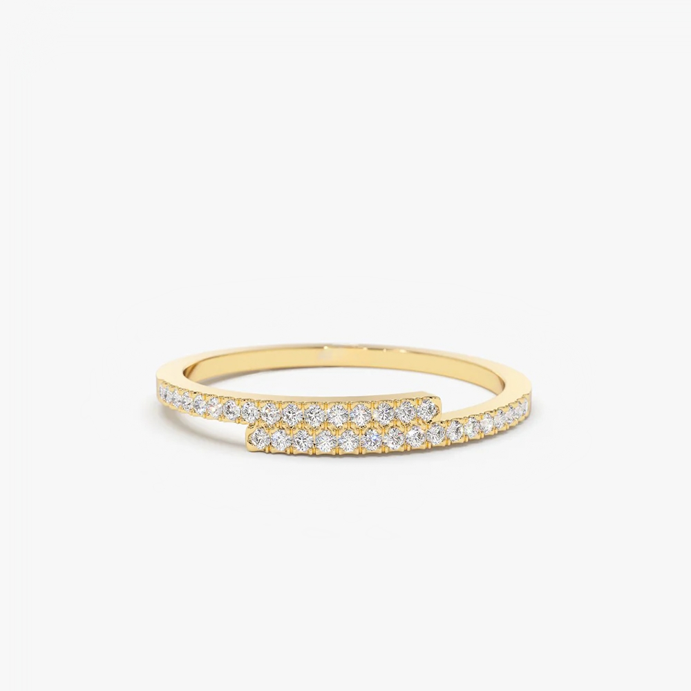 Anel solitário de ouro feminino noivado Diamante Aparador meia aliança