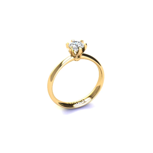 Anel de Noivado Solitario Diamantes Brilhante Ouro Amarelo 18k Sophya