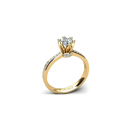 Anel de Noivado Solitario Diamantes Brilhante Ouro Amarelo 18k Spyke