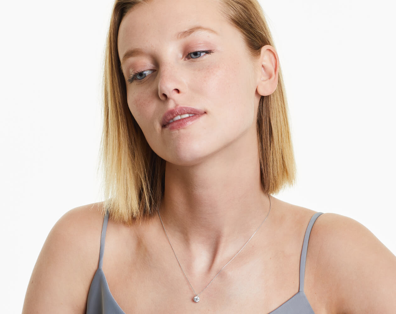 Colar Corrente Feminina Ouro18k Solitario Diamante Luxo Moldura 70 pontos