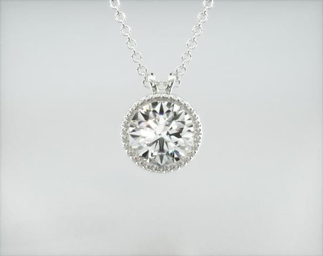 Colar Corrente Feminina Ouro18k Solitario Diamante Luxo Moldura 50pontos | New | diamante, white | AUREA FINE JEWELRY
