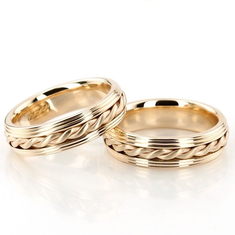 Alianças de casamento noivado ouro 18k diamantes 6mm grega | New | sem-pedras, yellow | AUREA FINE JEWELRY