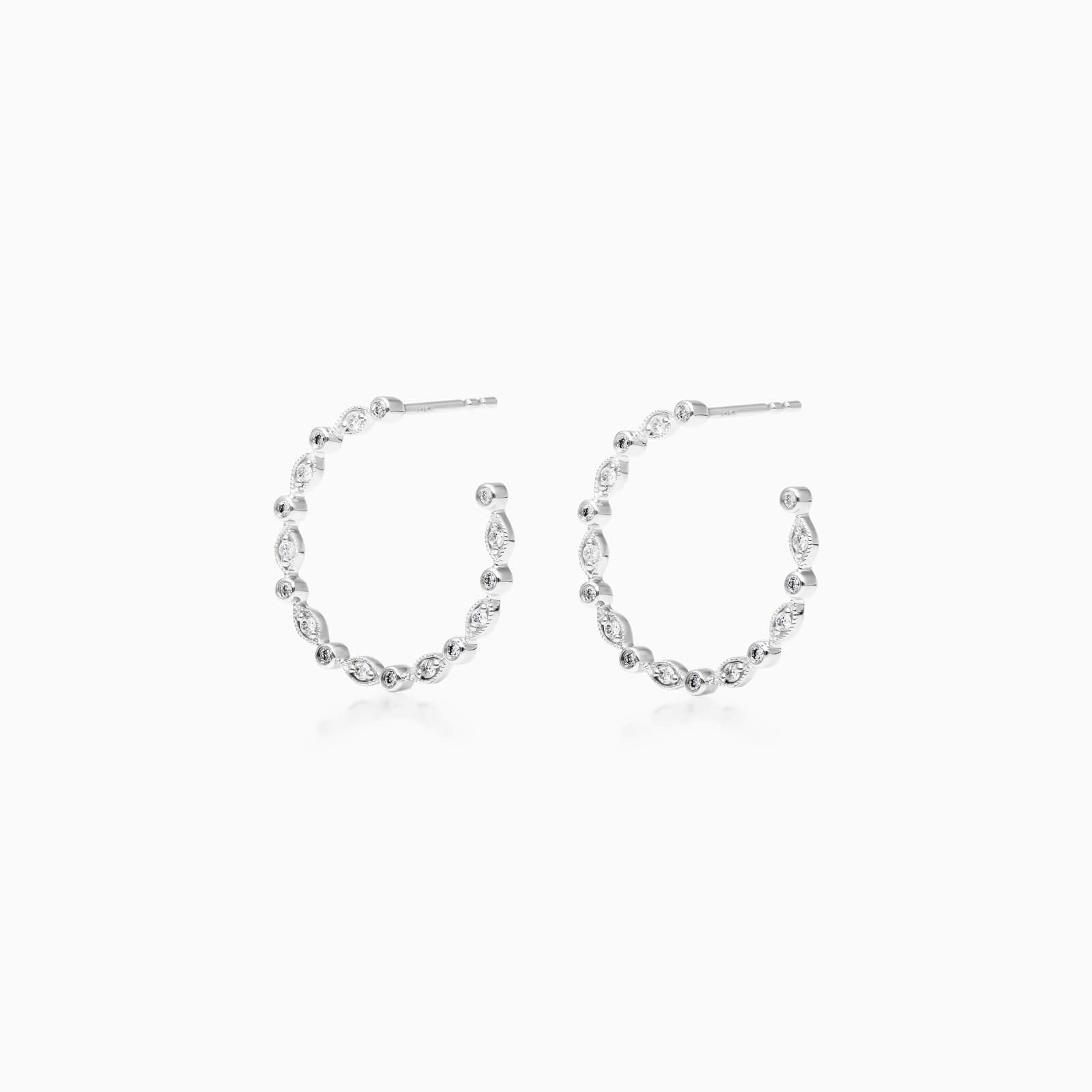 Brinco de Argola Feminino de Ouro 18k Diamantes Luxo