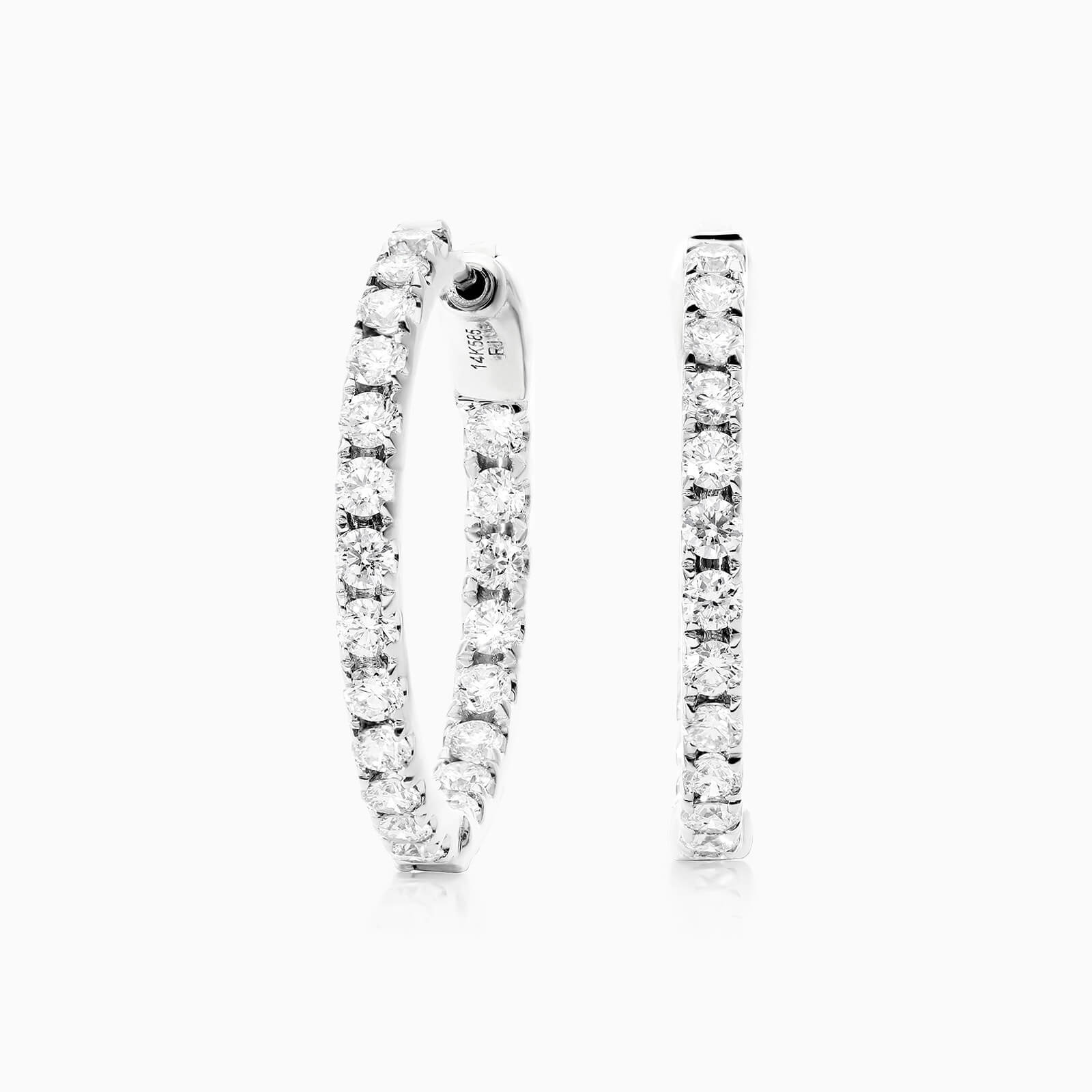 Brinco de Ouro Branco 18k Argola Com Diamantes 1,50 Pts o Par | New | Brincos, Celestial Diamonds, diamante, white | AUREA FINE JEWELRY
