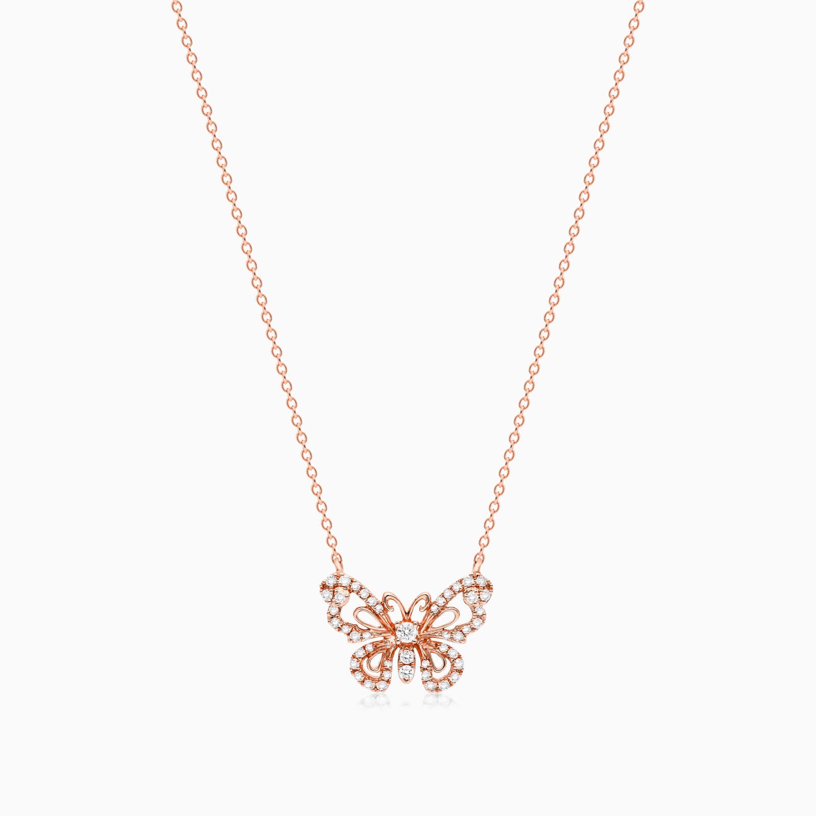 Corrente feminina em Ouro 18k diamantes borboleta luxo