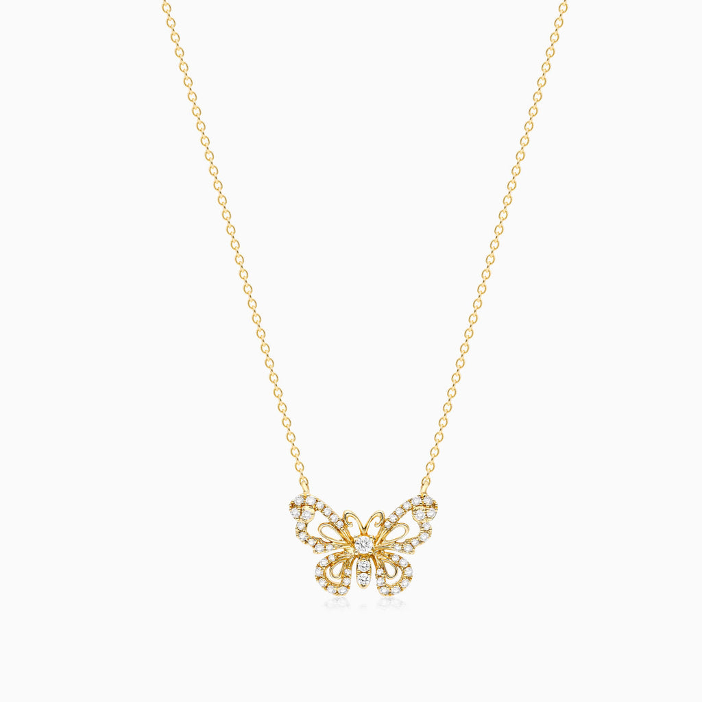 Corrente feminina em Ouro 18k diamantes borboleta luxo