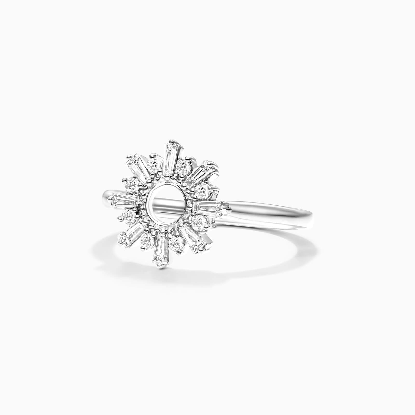 Anel Sunburst De Ouro 18k c/ Diamantes Brilhantes e Baguette