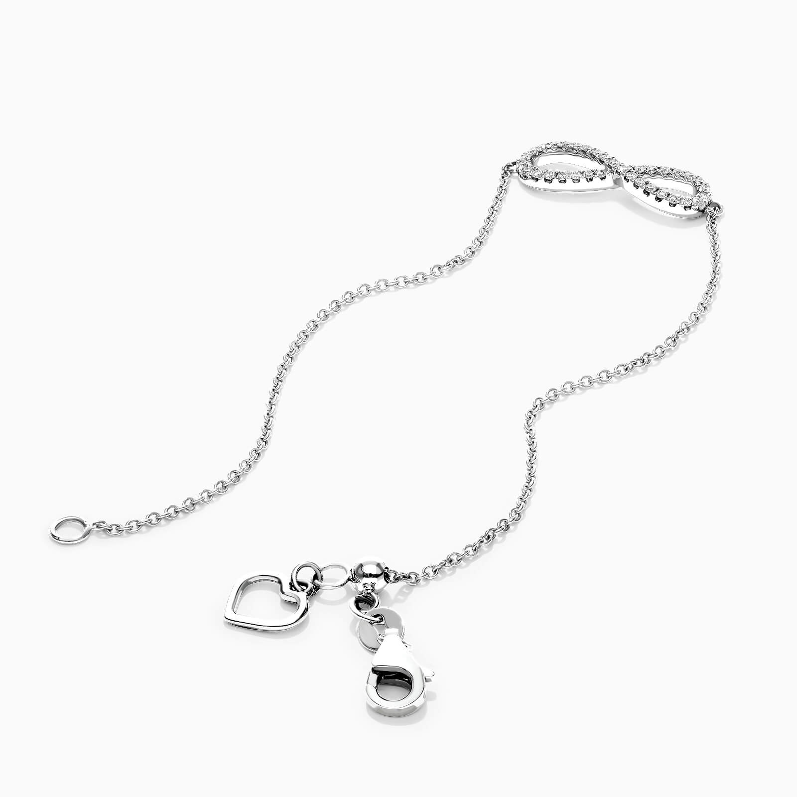 Pulseira Feminina de ouro infinito diamantes diamantes