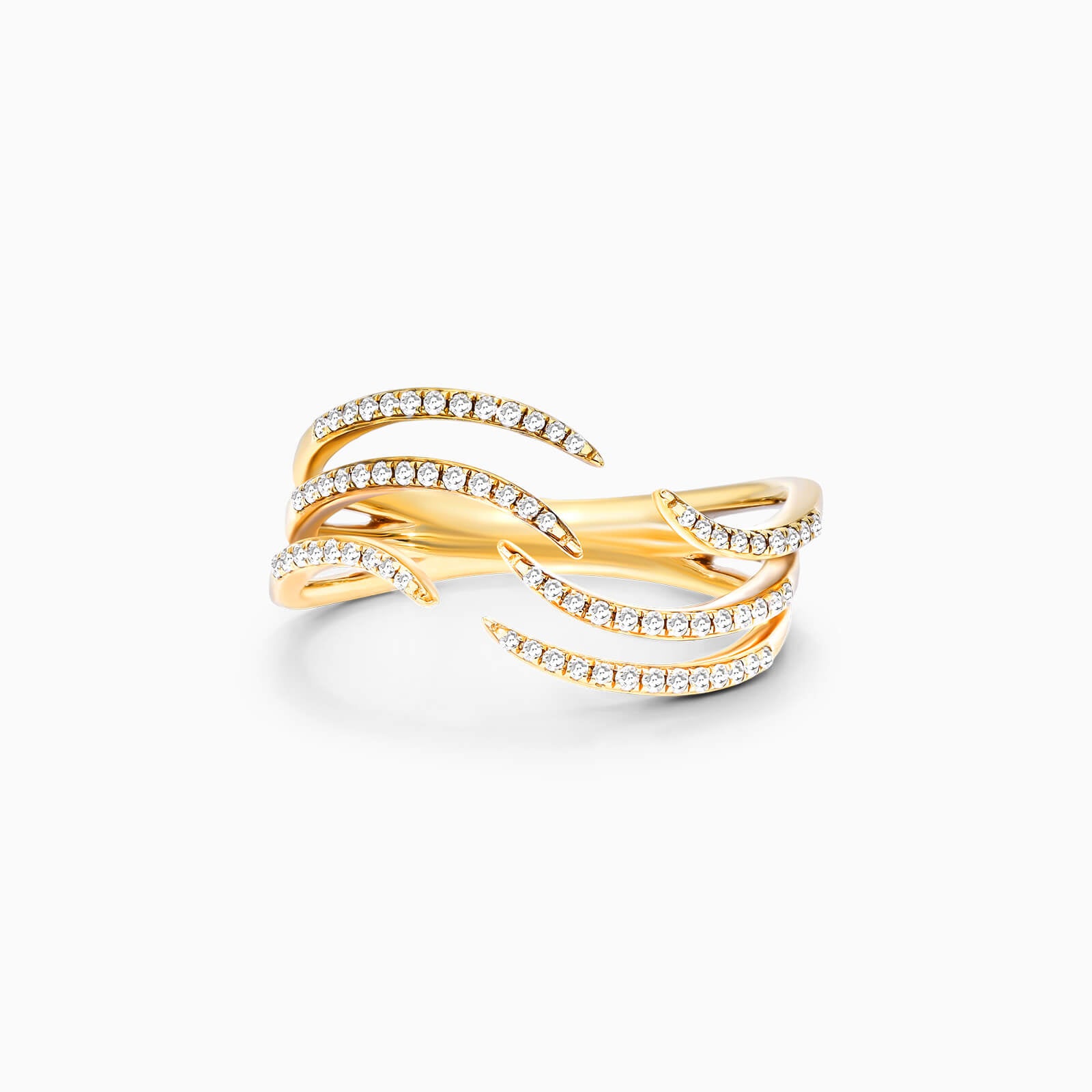 Anel de Ondas em Ouro 18k c/ Diamantes Brilhantes | New | Anéis, diamante, noivado, yellow | AUREA FINE JEWELRY