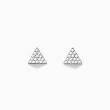 Brinco de  Ouro 18k feminino Triangulo  Diamantes  Luxo
