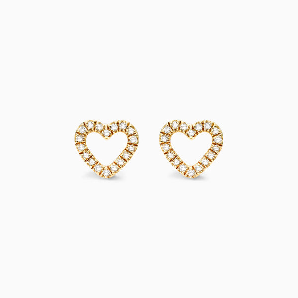 Brinco de  Ouro 18k feminino  Diamantes Heart II Luxo