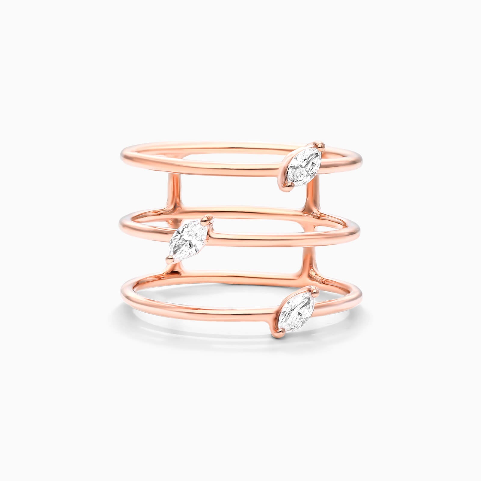 Anel De Três Fileira Ouro 18k Delicado Diamante Marquise | New | Anéis, diamante, pink | AUREA FINE JEWELRY