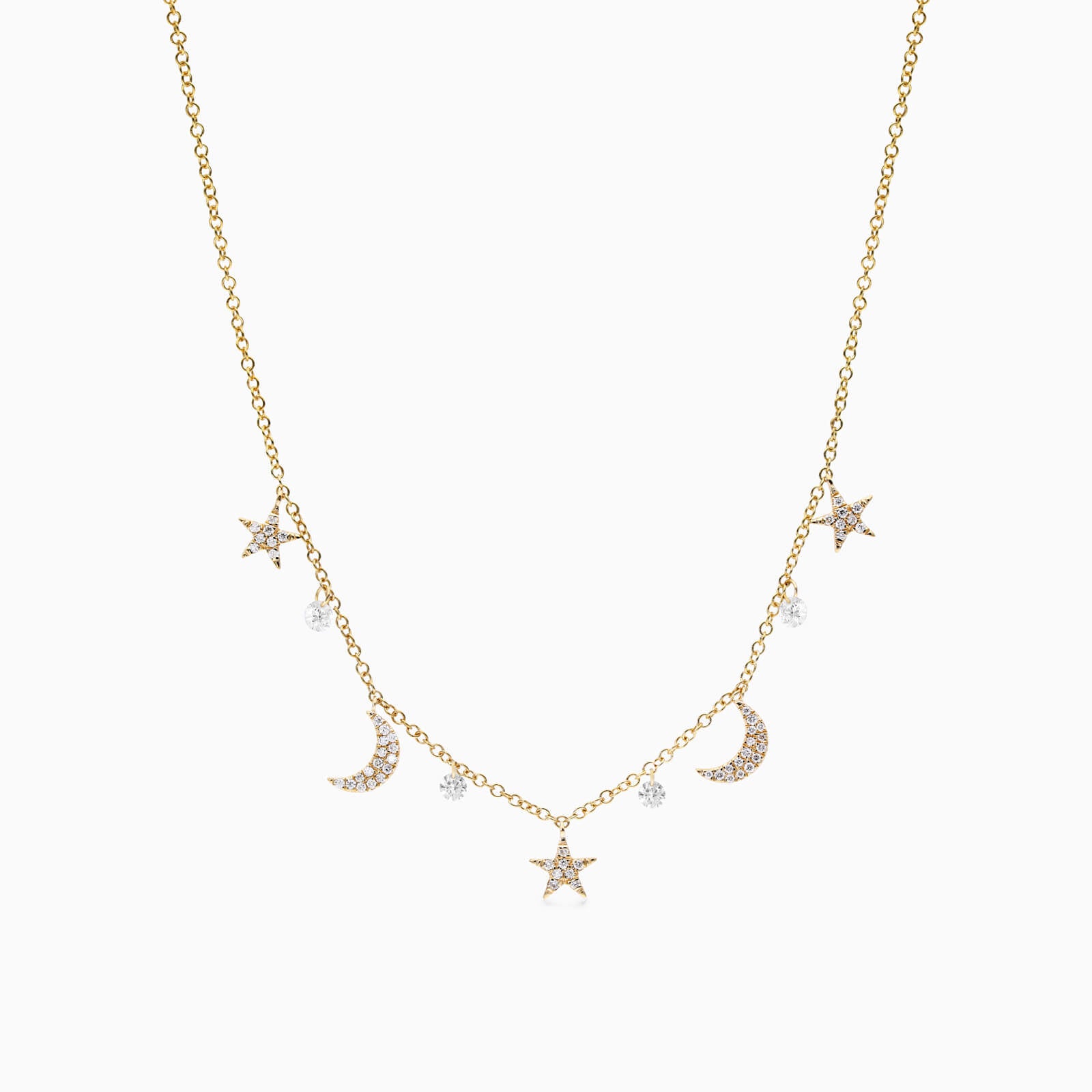 Colar Feminina Corrente em Ouro Amarelo 18k e Diamantes Noite Estrelada | diamante, yellow | AUREA FINE JEWELRY