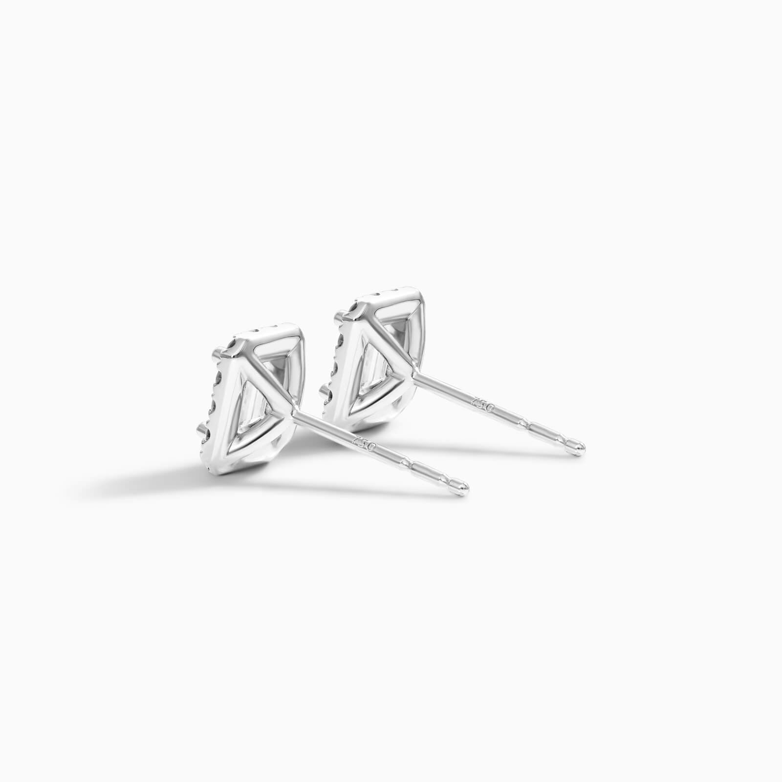 Brinco De Ouro Branco 18k Diamantes Brilhantes e Corte Esmeralda