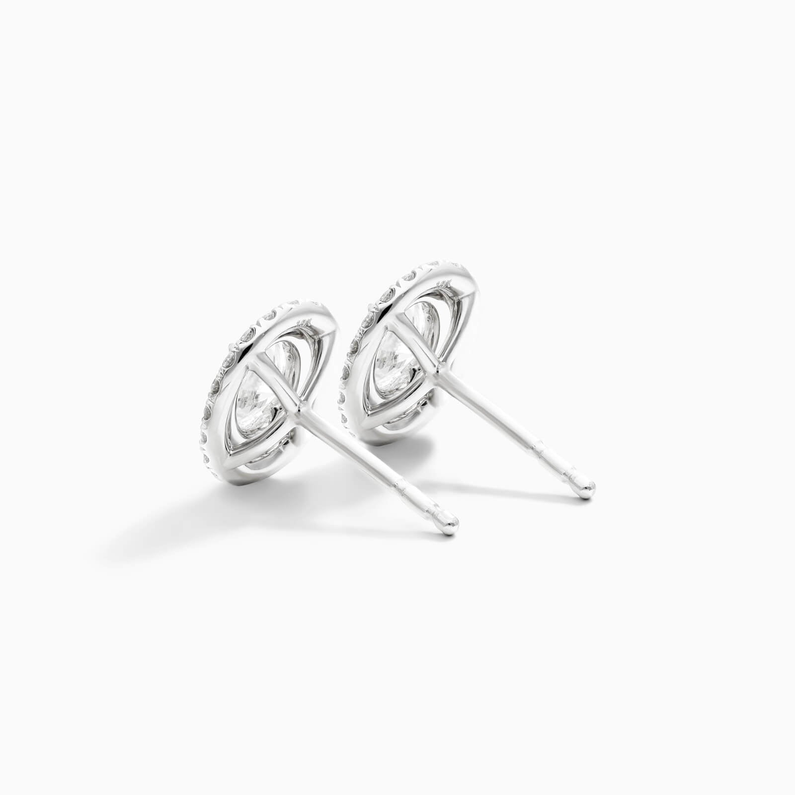 Brinco De Ouro Branco 18k Oval Com Diamantes Brilhantes De Luxo