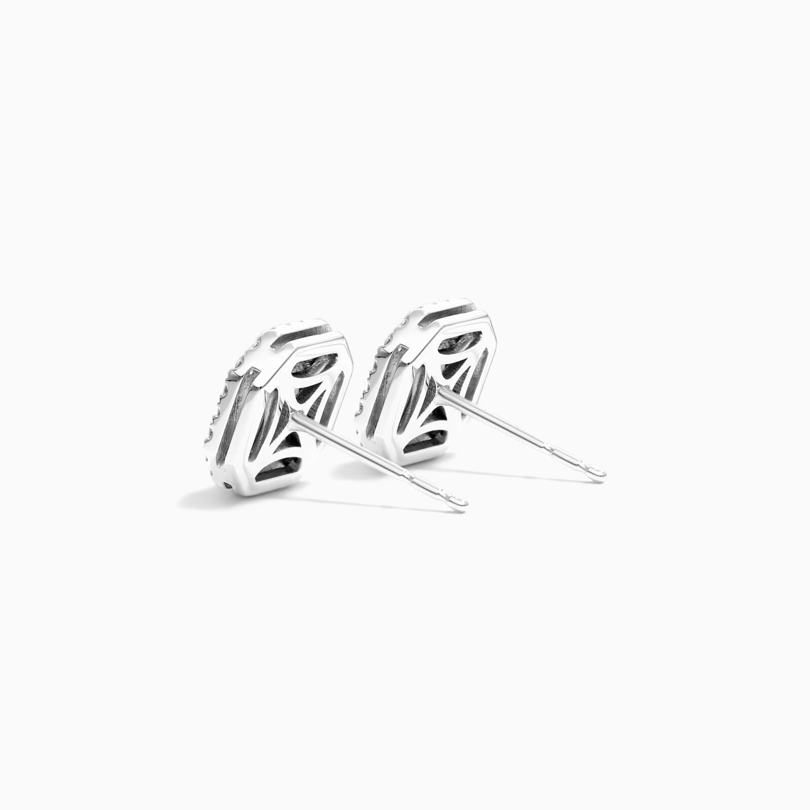 Brinco Feminino De Ouro branco 18k Brilhante Diamantes pave quadrado