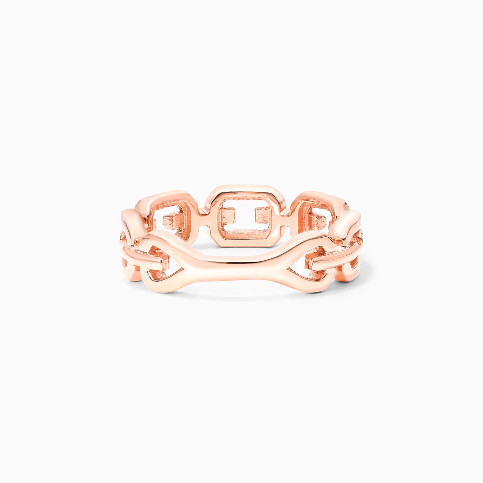 Anel De Elos Diamante Brilhantes Pave em Ouro Rosa 18k