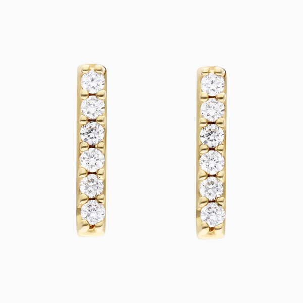 Brinco de  Ouro 18k feminino Bars Diamantes  Luxo