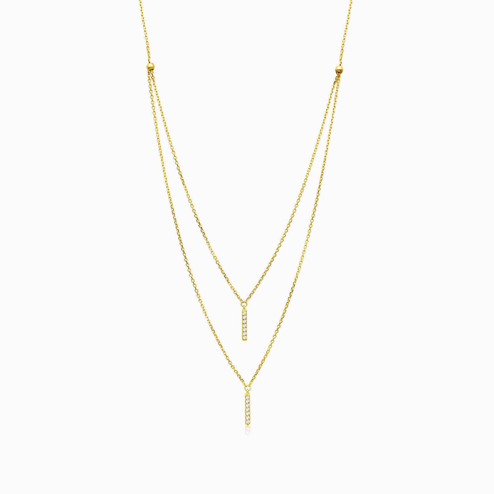 Corrente de Ouro Feminina 18k C/ Diamantes Barra Dupla