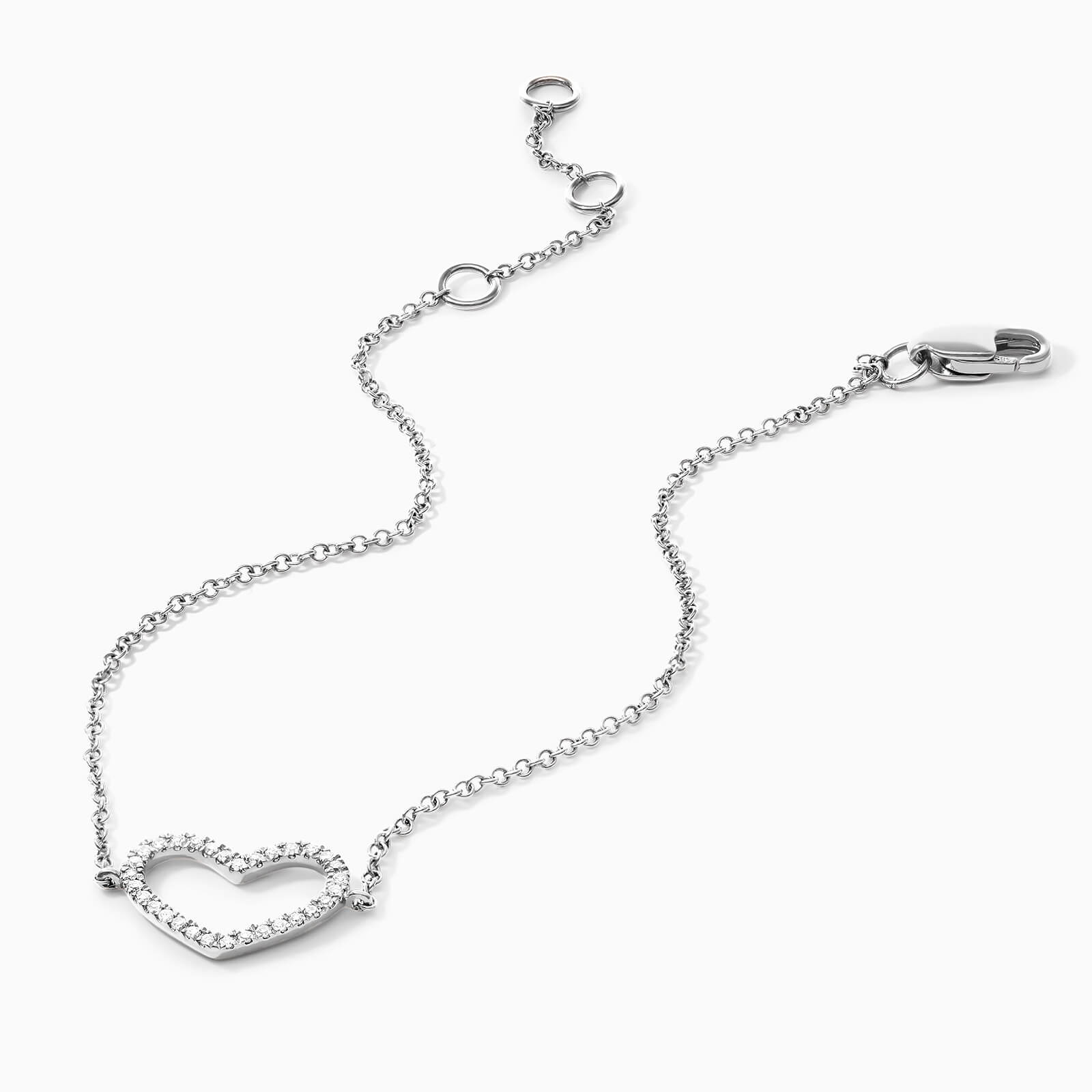 Pulseira Feminina De Ouro Coração Diamantes