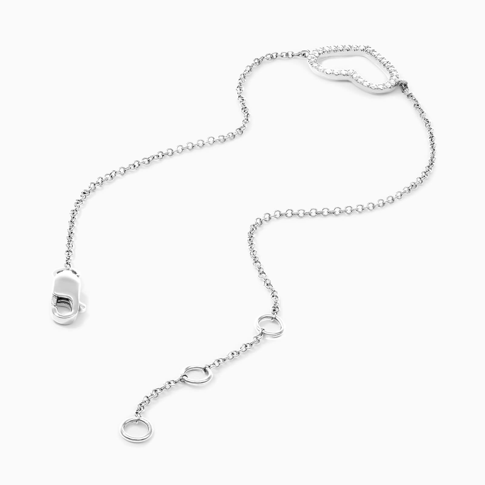 Pulseira Feminina De Ouro Coração Diamantes
