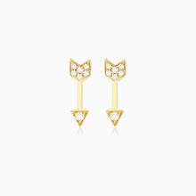 Brinco de Ouro 18k feminino Flecha Diamantes  Luxo