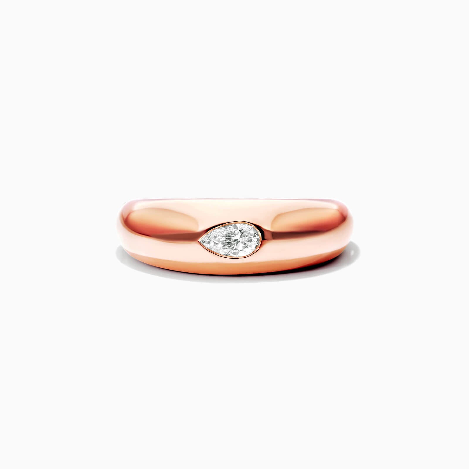 Anel De Ouro Rosa 18k Cupula C/ Diamante Pear Solitario Delicado | New | Anéis, diamante, pink | AUREA FINE JEWELRY