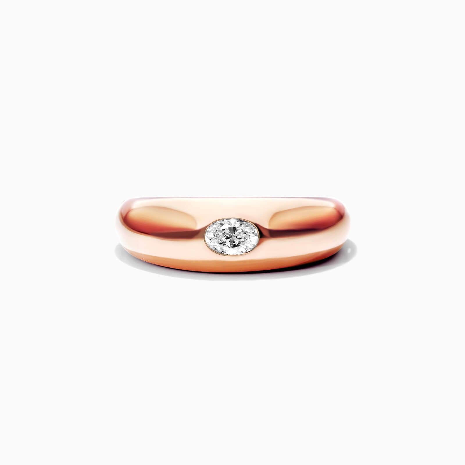 Anel De Ouro Rosa 18k Cupula C/ Diamante Oval Solitario Delicado | New | Anéis, diamante, pink | AUREA FINE JEWELRY