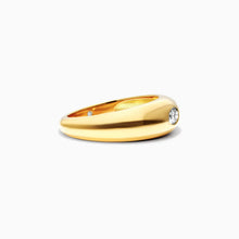 Anel De Ouro Amarelo 18k Cupula C/ Diamante Oval Solitario Delicado