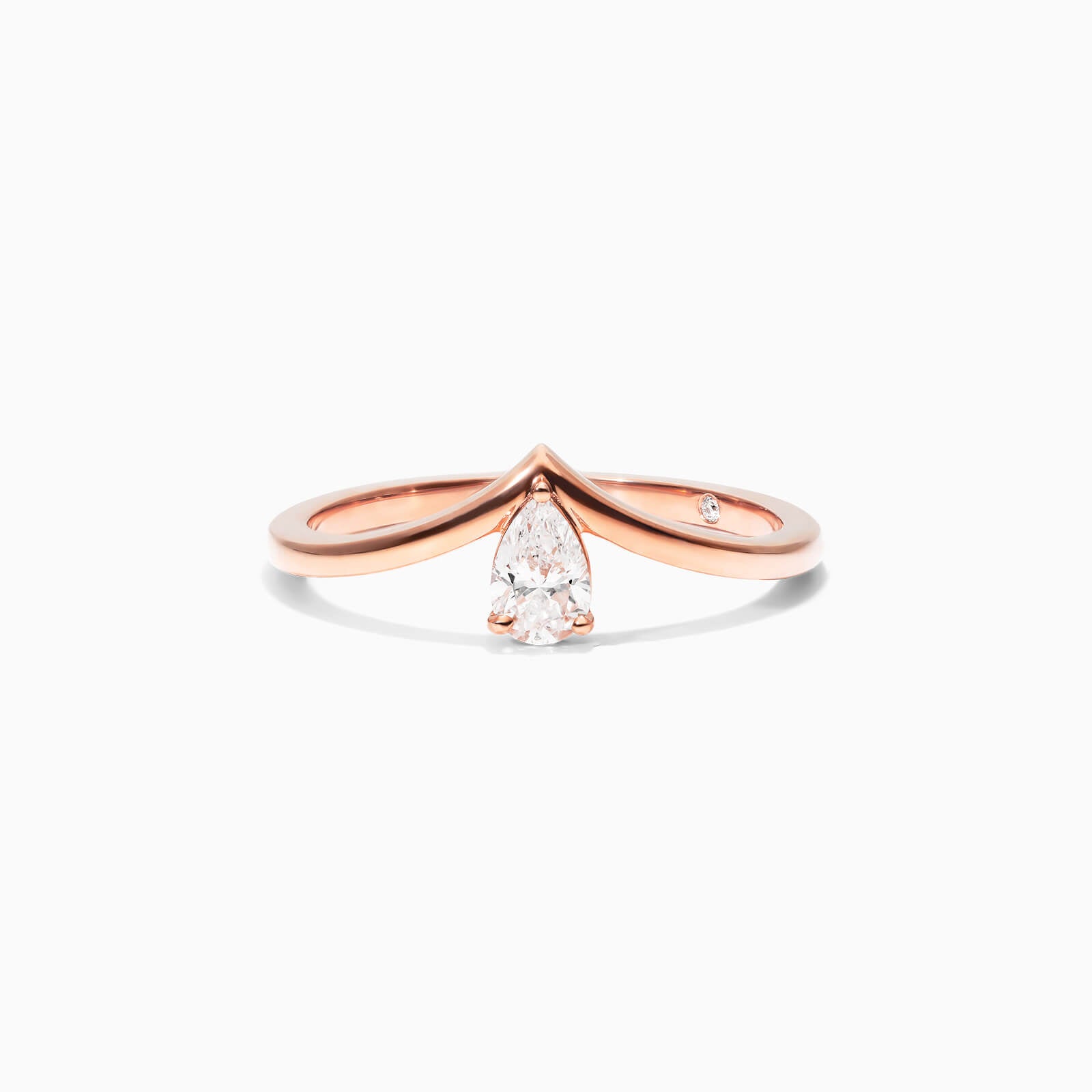 Anel De Ouro Rosa 18k Em V de Luxo Diamante Solitario