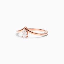 Anel De Ouro Rosa 18k Em V de Luxo Diamante Solitario