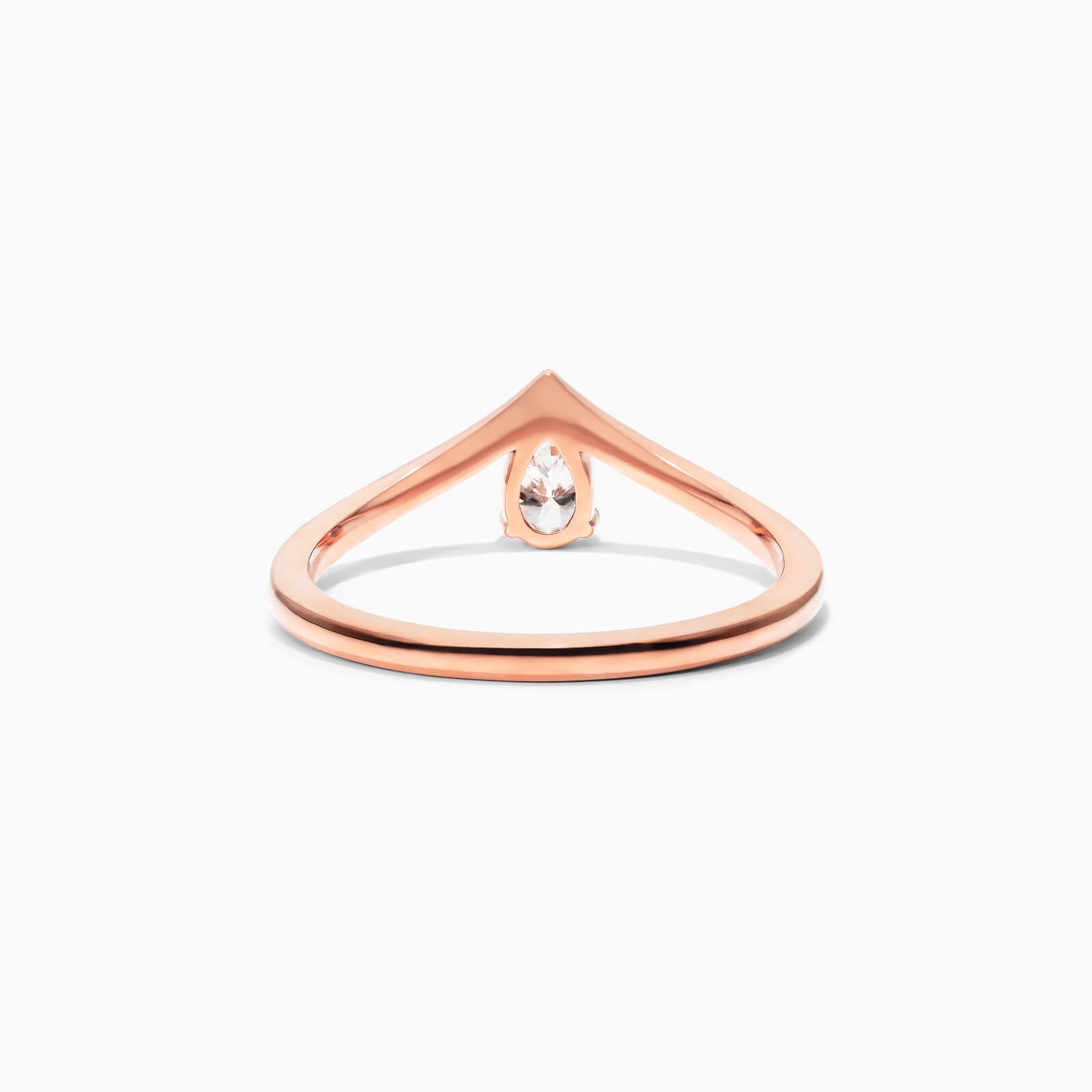 Anel De Ouro Rosa 18k Em V de Luxo Diamante Solitario