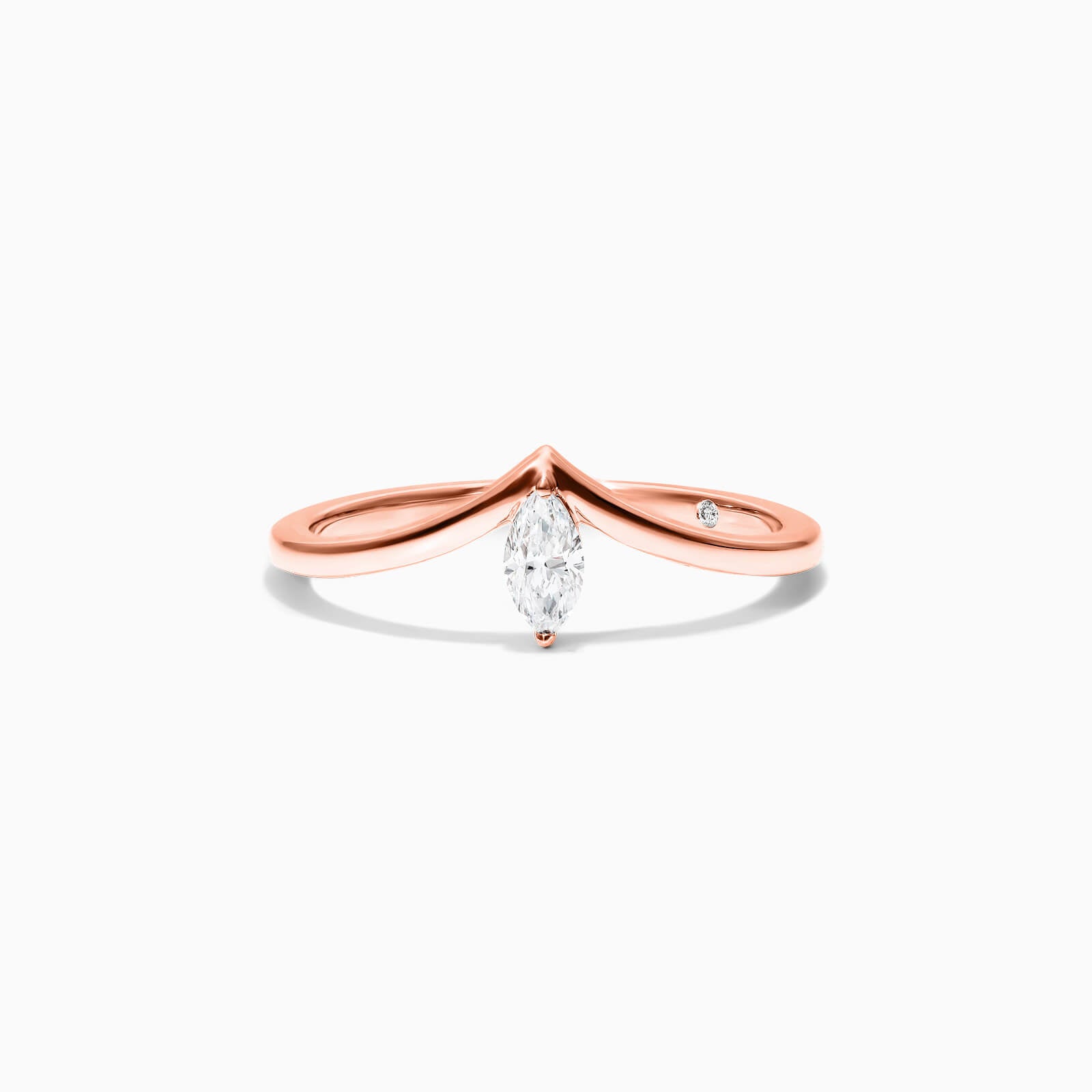 Anel De Ouro Rosa 18k Em V de Luxo Diamante Solitario