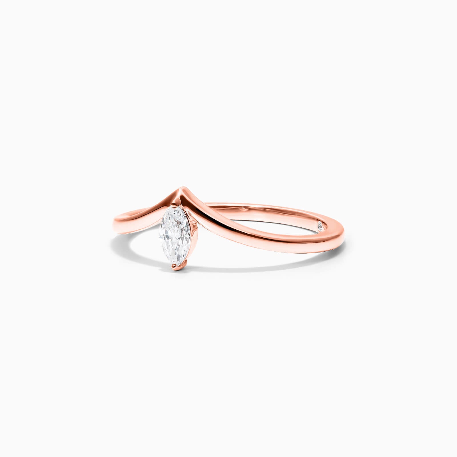 Anel De Ouro Rosa 18k Em V de Luxo Diamante Solitario