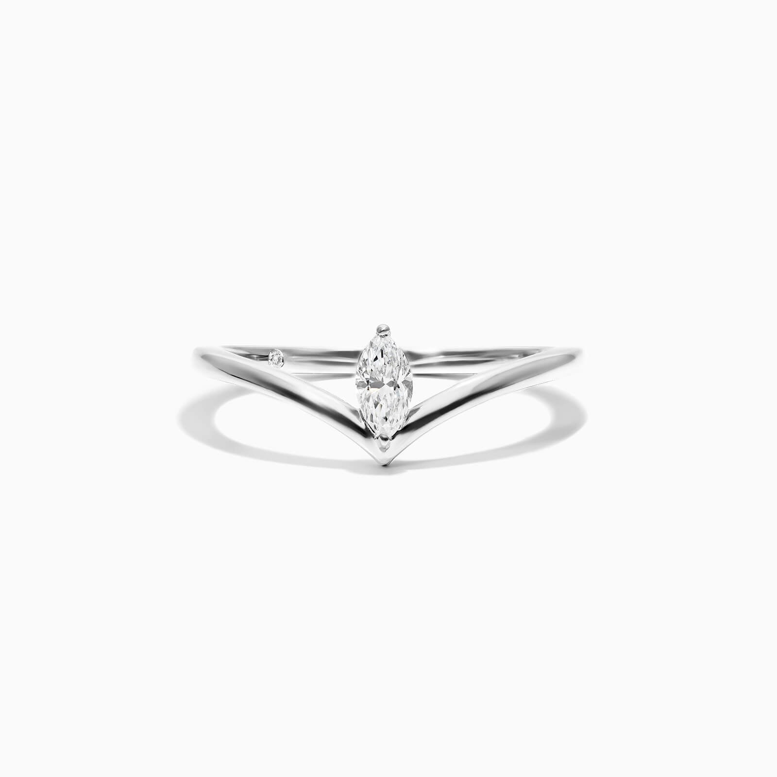 Anel De Ouro Branco 18k Em V de Luxo Diamante Solitario | New | anel-de-noivado, Anéis, diamante, noivado, white | AUREA FINE JEWELRY