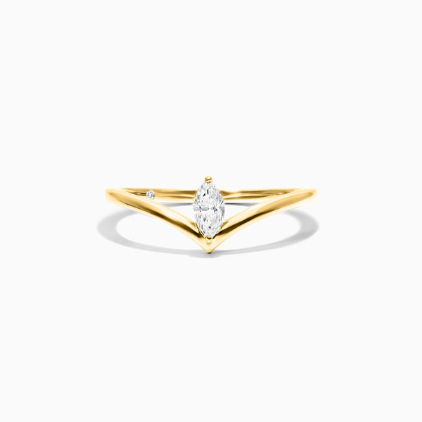Anel De Ouro Amarelo 18k Em V de Luxo Diamante Solitario