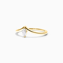 Anel De Ouro Amarelo 18k Em V de Luxo Diamante Solitario