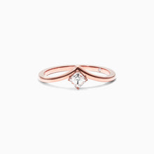 Anel De Ouro Rosa 18k Em V De Luxo Diamante Solitario Sally